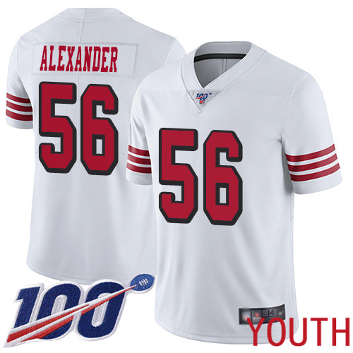 San Francisco 49ers Limited White Youth Kwon Alexander NFL Jersey #56 100th Season Vapor Untouchable Rush->youth nfl jersey->Youth Jersey
